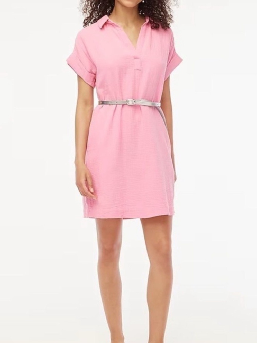 J. Crew Linen Relaxed Popover Light Pink Shirt Dress